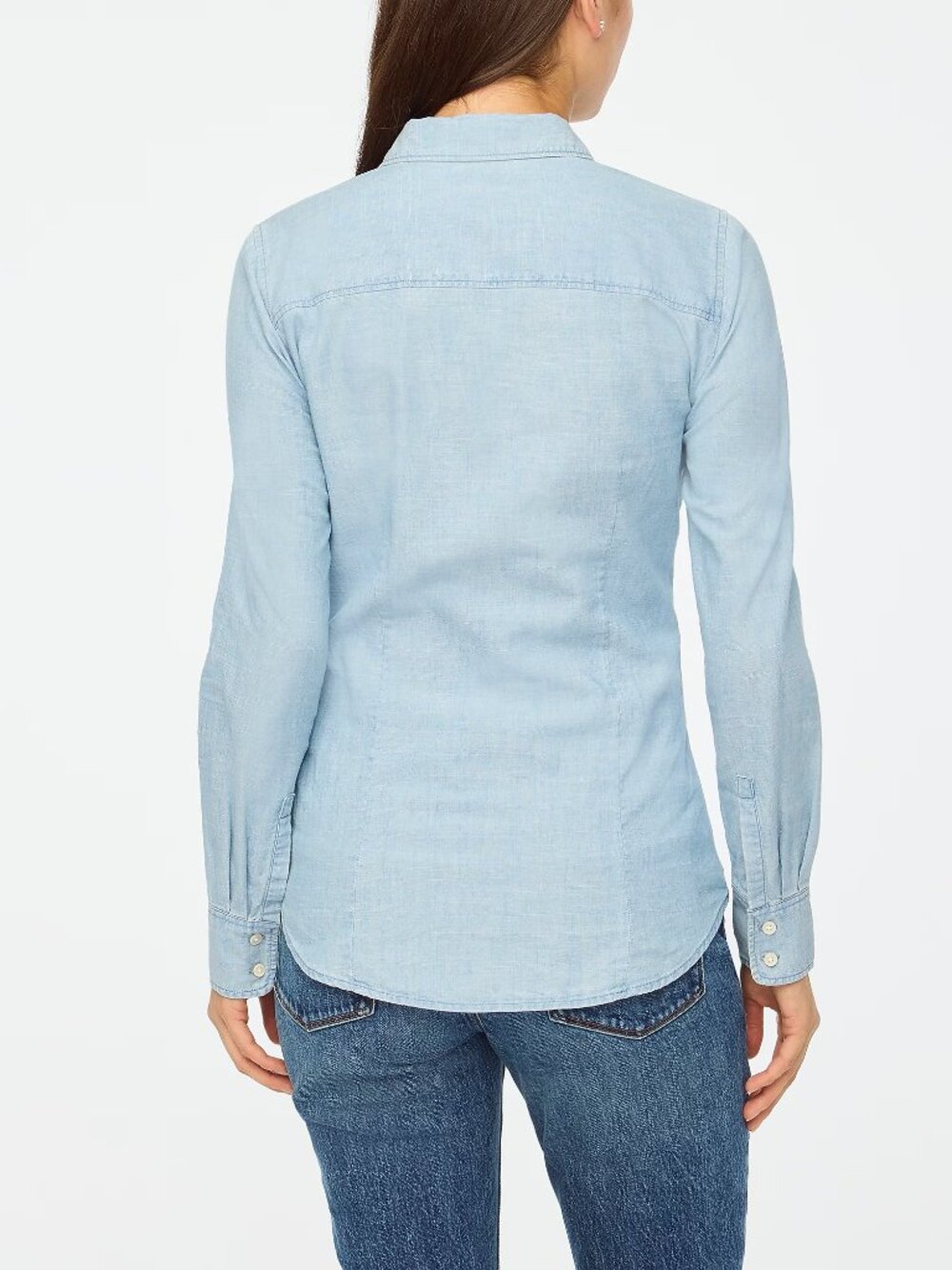 ๐ผ J.Crew Chambray Button Down Shirt XXS | Light Blue Classic Capsule Wardrobe - Picture 2 of 11